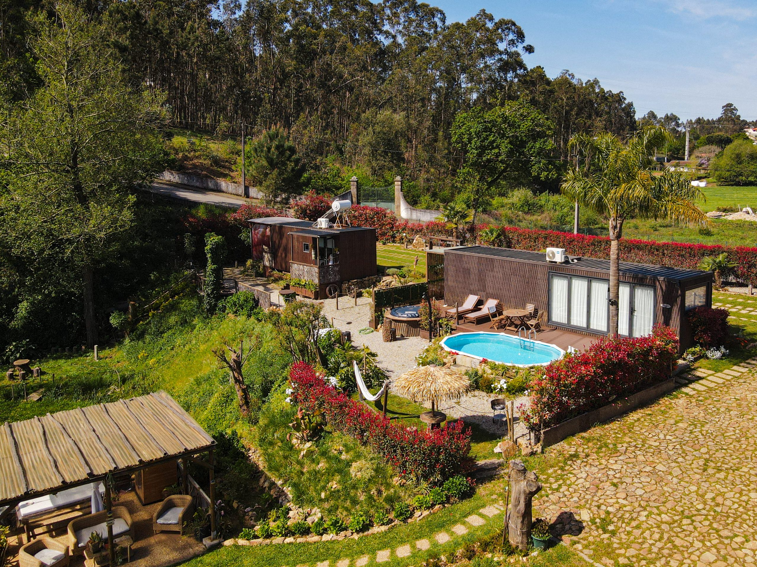 Vista aéria da Jacuzzi & Pool House